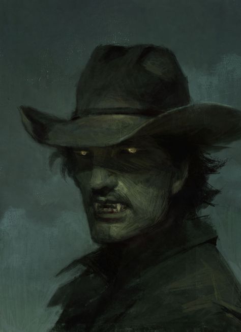 Cowboy Painting, Vampire Masquerade, Horror Vintage, Vampires And Werewolves, Vampire Art, World Of Darkness, Cowboy Art, Creatures Of The Night, Modern Fantasy