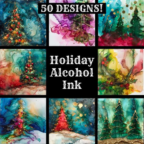 Alcohol Ink Christmas Cards, Alcohol Ink Christmas, Christmas Alcohol, Christmas Fair Ideas, Journal Inserts, Homemade Alcohol, Scrapbook Printable, Alcohol Ink Markers, Christmas Papers