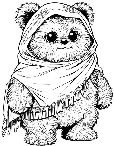 Star Wars Coloring Pages - 54 Not-to-Miss Coloring Sheets Ewok Tattoo, Darth Vader Drawing, Star Wars Coloring Sheet, Star Wars Coloring Pages, Star Wars Coloring, Star Wars Silhouette, Kawaii Boba, Star Wars Colors, Baby Coloring Pages