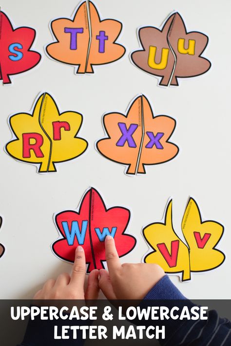 UPPERCASE LOWERCASE matching #preschool #kindergarten #literacy #kidsactivities #autumn #fall Alphabet Matching Games For Preschool, Fun Letter Games Preschool, Lowercase Uppercase Matching, Fall Ela Activities Preschool, Letter Games Kindergarten, Language Literacy Activities Preschool, Fall Letter Activities, Alphabet Centers Preschool, Letter Activity For Preschoolers