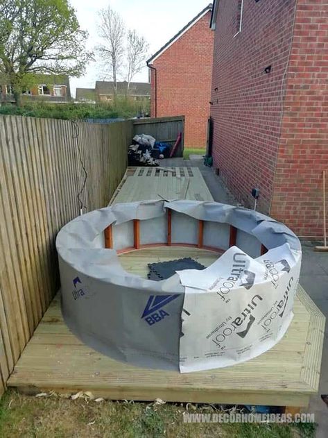 Lazy Spa Surround Ideas Diy, Inflatable Hot Tub Surround Ideas Diy, How To Insulate An Inflatable Hot Tub, Soft Hot Tub Surround Ideas, Blow Up Hot Tub Surround Ideas, Soft Tub Surround Ideas, Inflatable Hot Tub Insulation Ideas, Lay Z Spa Surround Ideas, Inflatable Spa Surround Ideas