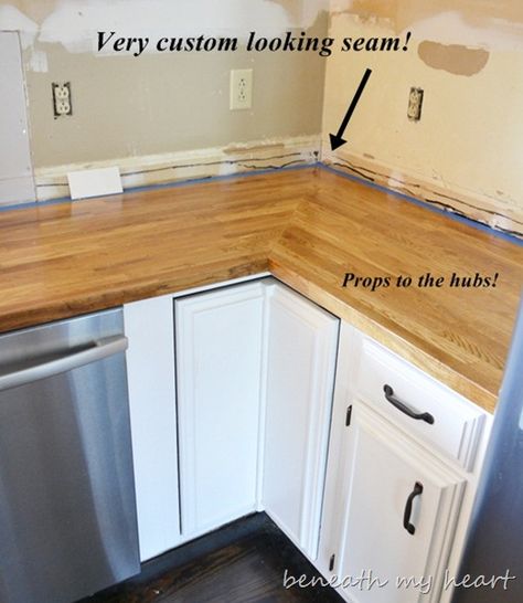 How to Install IKEA Butcher Block Countertops~ I would think this would work for any type of counter tops Ikea Butcher Block Countertops, Ikea Butcher Block, Cocina Diy, Kitchen Remodel Countertops, Outdoor Kitchen Countertops, Butcher Block Counter, Butcher Blocks, Diy Kitchen Island, Butcher Block Countertops