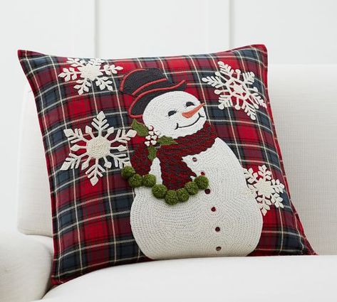 Holiday All Pillows Throws Slipcovers | Pottery Barn Pottery Barn Christmas, Snowman Pillow, Plaid Pillow Covers, Embroidered Pillow Covers, Plaid Pillow, Christmas Cushions, Feather Pillows, Christmas Pillows, Throw Pillows Christmas