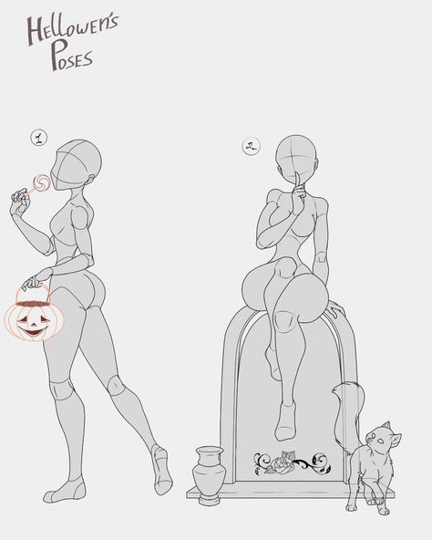 Anime Back Reference Female, Drawing Poses Halloween, New Years Poses Drawing, Drawing Reference Poses Halloween, Halloween Art Pose Reference, Holiday Pose Reference, Vs Poses Drawing, Drawing Reference Halloween, Halloween Drawings Reference