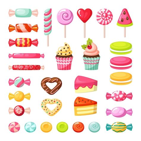 Sweet Illustration Candy, Candies Illustration, Candy Vector, Candy Illustration, Donut Sticker, Cool Car Stickers, Candy Card, Candy Clipart, Celebration Food