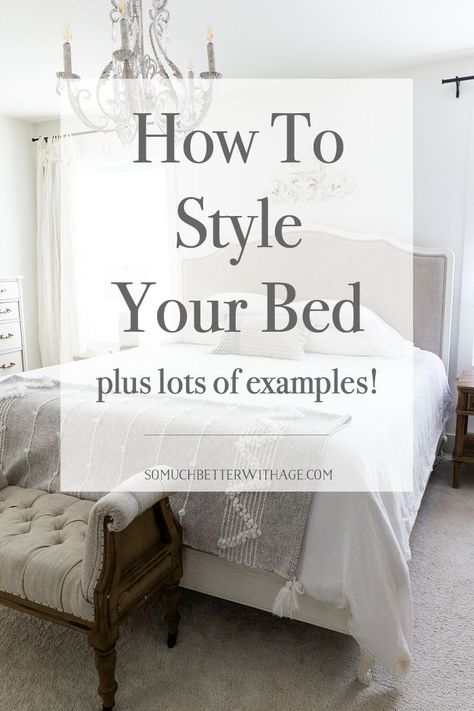 How To Decorate Master Bed, Made Beds Beautifully, King Bed White Bedding, Style King Size Bed, How To Style A Queen Size Bed, Dressing A King Size Bed, Making A Beautiful Bed, Bed Spreads Ideas, How To Arrange Bed Pillows