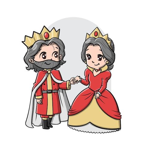 Cute king and queen cartoon | Premium Vector #Freepik #vector #queen-cartoon #king-cartoon #princess-dress #king-character King Cartoon Drawing, King And Queen Illustration, King And Queen Aesthetic, Queen Cartoon, Prince Cartoon, Queen Illustration, King And Queen Pictures, King Cartoon, King Dress