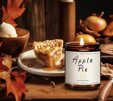 Fall Candle | Apple Pie Candle Scents of Apple, Cinnamon, Wheat, Fall Scented Candles for Home - 7 oz Aromatherapy Jar Candles, Unique Fall Candle Gift for Women and Men Pumpkin Apple Pie, Apple Pie Candle, Fall Scented Candles, Pie Candle, Candles Unique, Fall Classroom Decorations, Pumpkin Spice Candle, Fall Candle Scents, Wreath Pumpkin