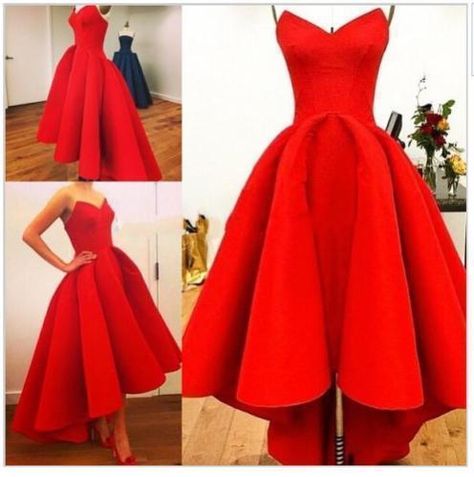 Red Satin Prom Dress, Prom Gowns Elegant, Cheap Evening Gowns, High Low Prom Dresses, 파티 드레스, Vintage Prom, Red Party, Prom Dresses Modest, Satin Prom Dress