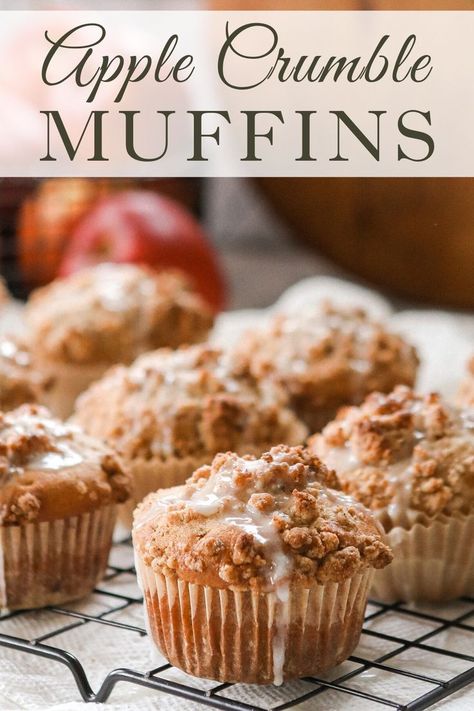 Apple Muffins with crumb topping Apple Crumb Muffins Recipes, Apple Muffins Using Pie Filling, Apple Crumb Muffins Easy, Apple Crisp Muffins Recipes, Apple Crunch Muffins, Apple Muffins With Streusel Topping, Apple Cider Streusel Muffins, Costco Apple Muffin Recipe, Applesauce Streusel Muffins