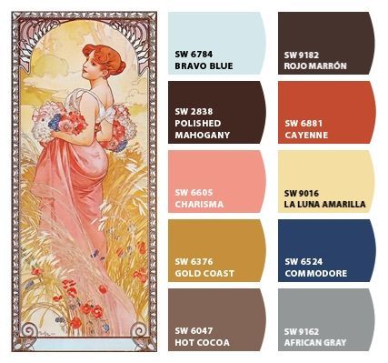 Art Deco Color, Art Nouveau Weddings, Vintage Colour Palette, Color Drawing Art, Art Nouveau Poster, Palette Art, Putao, Art Nouveau Floral, Pallet Painting