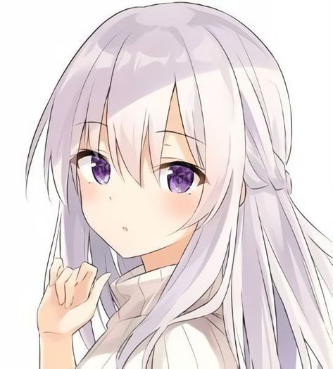 Long White Hair, Seni Dan Kraf, Cute Anime Chibi, Purple Eyes, Cute Anime Wallpaper, Anime Angel, Cute Anime Pics, Anime Artwork, White Hair