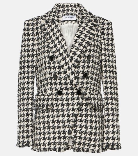 Veronica Beard Blazer, Bearded Lady, Black And White Jacket, Women's Blazers, Houndstooth Blazer, Classic Blazer, Womens Blazers, Long Sleeve Blazers, White Jacket