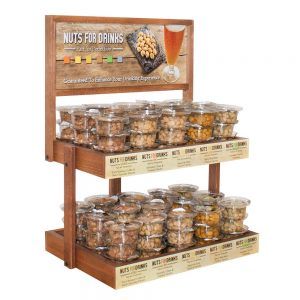 Nut Display Ideas, Food Samples Display, Small Store Ideas, Copper Kitchen Faucets, Cardboard Display Stand, Snack Display, Bakery Display, Countertop Display, Snack Shop