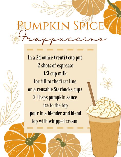 Pumpkin Spice Frappuccino Recipe, Pumpkin Frappuccino, Pumpkin Spice Frappuccino, Frappuccino Starbucks, Frappuccino Recipe, Pumpkin Sauce, Homemade Pumpkin Spice, Starbucks Frappuccino, Homemade Pumpkin