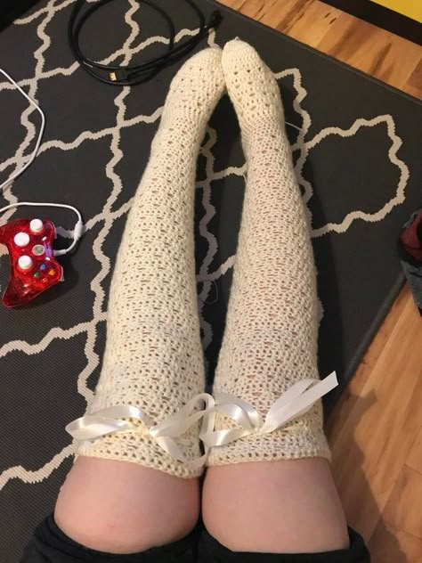 Fairy Core Outfits Crochet, Fairycore Crochet Ideas, Crochet Thigh Highs, Crochet Fairy Costume, Ren Faire Crochet Ideas, Crochet Fairy Core, Coquette Crochet Ideas, Ren Faire Crochet, Crochet Garter