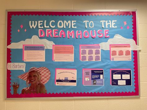 Ra Social Programs Activities, Barbie Bulletin Board Ideas, Resident Assistant Bulletin Boards Welcome, Get To Know Me Ra Board, Hall Themes Resident Assistant, Barbie Door Decs, Welcome Ra Boards, Meet The Ra Bulletin Board, Ra Duty Board