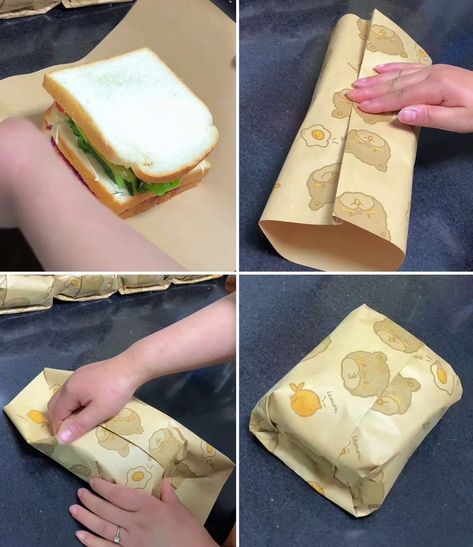 How To Wrap A Sandwich In Wax Paper, How To Wrap Sandwiches In Paper, Diy Sandwich Tray, How To Wrap A Sandwich, Sandwich Wrapping Ideas, Sandwich Packaging Ideas, Sandwich Shop Ideas, Sandwiches Packaging, Sandwich Wrapping