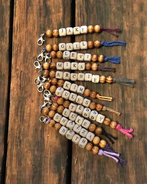 Macrame Keychain For Boys, Macrame Keychain Letter Beads, Macrame Keychain Name Beads, Personalized Macrame Keychain, Name Keyrings Beads, Yarn Letters, Fidget Tools, Macrame Creations, Handmade Macrame