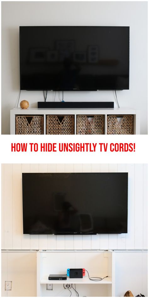 How to Hide Your TV Cords in the Wall- ORC Week 5 - Pretty Real Hide Cords Under Tv Stand, Accent Wall To Hide Tv Cords, Hide Xbox Behind Tv, Hide Nintendo Switch On Mantle, How To Hide Video Game Consoles, How To Hide Xbox Console, How To Hide Game Consoles, Hide Game Console Living Rooms, Hide Sound Bar