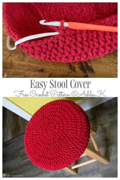 Stool Cover Free Crochet Patterns & Paid - DIY Magazine Round Stool Cushion, Crochet Stool Cover Pattern Free, Diy Stool Cushion, Crochet Stool Cover, Stool Cover Crochet, Crochet Ninja Turtle, Crochet Gift Ideas, Pattern Crochet Blanket, Bar Stool Covers