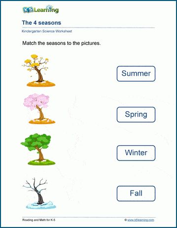 Seasons Kindergarten, Science Kindergarten, Kindergarten Grammar, Free Science Worksheets, Plants Worksheets, Seasons Worksheets, Pictures Of Nature, The 4 Seasons, Early Science