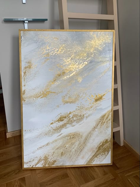 White Golden Gray Gold Abstract Painting original Canvas Extra Large Gold Wall Art Neutral Artwork Decor Gold Leaf Aesthetic minimalistic White And Gold Painting Canvases, Attic Transformation, Leaf Abstract Painting, Leaf Aesthetic, Italian Plaster, Neutral Artwork, Leaf Abstract, Gold Abstract Painting, Artwork Decor