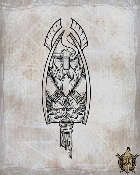 Viking Mermaid, Viking Art Tattoo, Odin Tattoo Design, Freya Tattoo, Tattoo Odin, Nordic Artwork, Viking Drawings, Traditional Viking Tattoos, Odin Tattoo