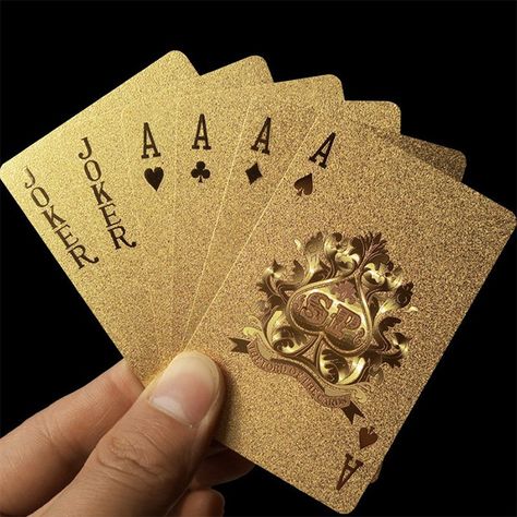 Gold Playing Cards, Kartu Remi, Telefon Pintar, Poker Set, Plastic Foil, Cards Deck, Value In Art, 카드 디자인, Practical Jokes