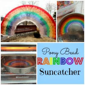 Pony Bead Rainbow, Melted Bead Suncatcher, Cookie Puzzle, Melted Pony Beads, Melted Bead Crafts, Bead Rainbow, Rainbow Suncatcher, Summertime Crafts, Pony Bead Crafts