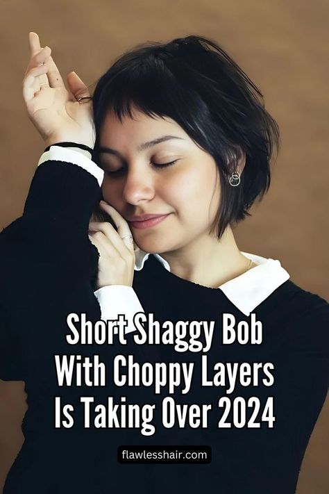 Shaggy Bob With Choppy Baby Bangs Choppy Bob Fringe, Very Short Bangs Hairstyle, Short Bob Long Front Short Back, Shoulder Length Hair Micro Bangs, Fringe For Short Hair, Short Hair Ideas With Layers, Kirsten Dunst Bob, Cute Short Hair For Women, Slanted Bob Haircut Short Hair