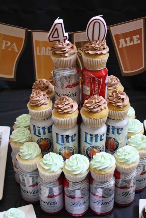 Beers And Cheers To 40 Years Party Ideas, Beer Fest Birthday Party, Mens Birthday Party Food Ideas, Birthday Party For Him Ideas, 30 Year Old Party Ideas For Men, Mens Surprise Party Ideas, Pacifico Beer Birthday Party, Beer Themed 40th Birthday Party, 40th Birthday Beer Theme