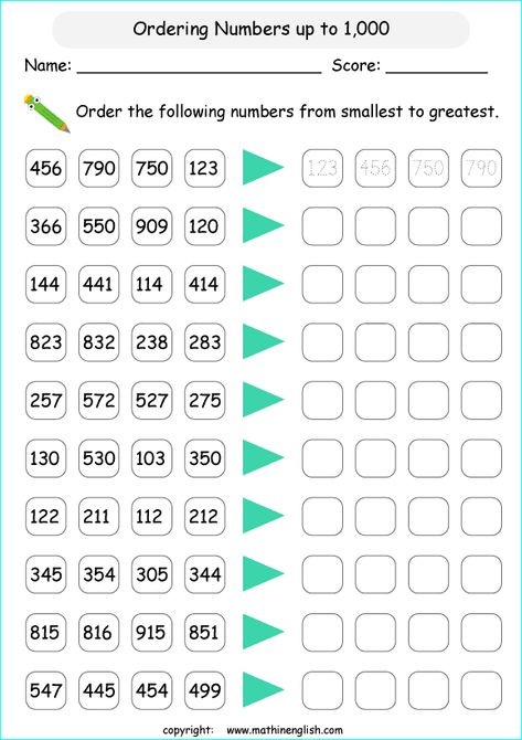 Comparing 3 Digit Numbers, Math Worksheets For Kids, Mental Maths Worksheets, Worksheet Kindergarten, Math Practice Worksheets, Math Addition Worksheets, Learn Math, Mathematics Worksheets, Elementary Learning