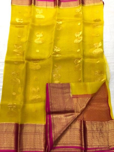 Kanchi Organza Sarees, Haldi Look, Different Types Of Sarees, Brocade Blouse, Elegant Fashion Wear, Organza Silk Saree, Brocade Blouses, Organza Sarees, Organza Saree