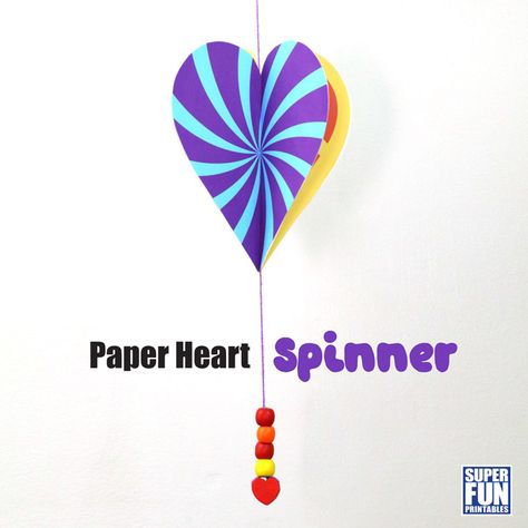 Paper heart spinners - The Craft Train Paper Spinners, Earth Craft, Felt Tip Markers, Stem Crafts, Diy Heart, Coloured Paper, Valentine Activities, Fun Printables, Paper Heart