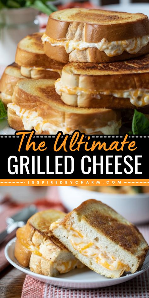 Say hello to the ultimate grilled cheese sandwich! Thanks to a secret blend of ingredients, this gourmet grilled cheese is indeed one of the best lunch recipes. Ready in just 15 minutes, it's also a perfect busy weeknight dinner! Grilled Cheese With Feta, Former Grilled Cheese, 5 Cheese Grilled Cheese, Best Grilled Cheese On Sourdough, Goat Cheese Grilled Cheese Sandwiches, The Ultimate Grilled Cheese, Blackstone Grill Cheese, Grilled Cheese With Shredded Cheese, Grilled Cheese Sheet Pan