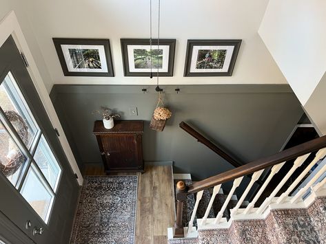 Raised Ranch Entryway - Just Call Me Homegirl Small Entryway Split Level, Split Level Railing, Entry Way Split Level, Update Split Level Entry, Farmhouse Split Level Entry, Raised Ranch Entryway, Ranch Entryway, Rustic Split Level Entryway, Split Level Entryway