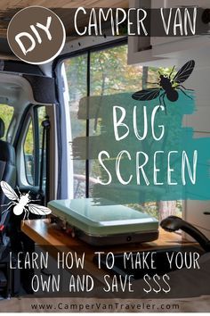 Camper Van Bug Screen, Diy Van Curtains, Van Window Covers Diy, Cheap Van Conversion, Small Van Life Interior, Camper Van Decor, Camper Van Interior Ideas, Vw T3 Camper, Ford Transit Conversion