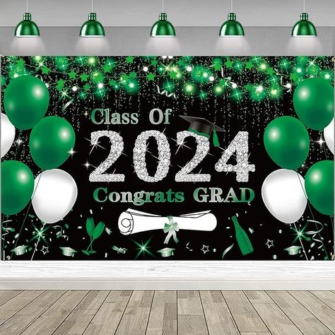 Amazon.com: DARUNAXY Graduation Party Decorations, 6x3.6ft Black & Green Class of 2024 Graduation Banner for Men Women 2024 Congrats Grad Party Supplies Congratulations Graduates Backdrop Masters Graduation Party : Office Products Photo Booth Backdrop Graduation, Gold Graduation Decorations, Birthday Streamers, Promotion Decoration, Happy Easter Banner, Graduation Party Banners, Booth Backdrops, Retirement Party Decorations, Graduation Backdrop