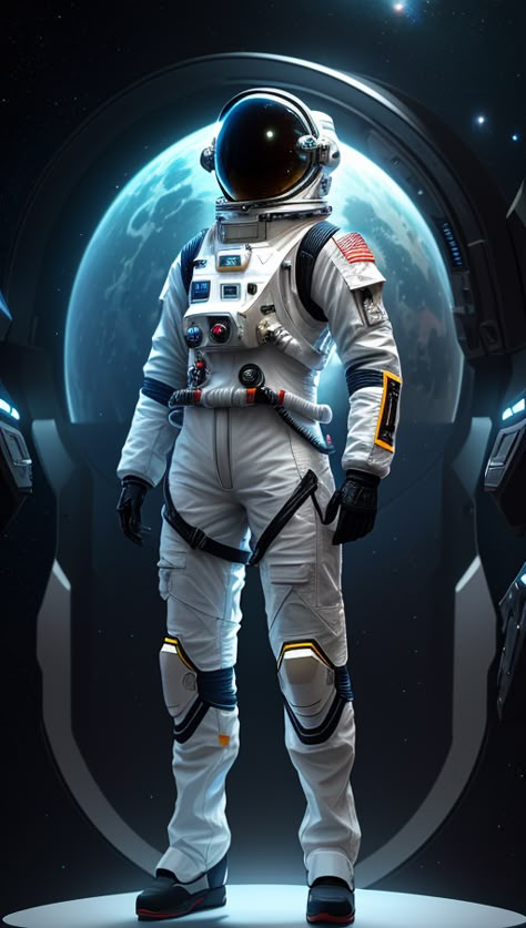 Astronaut Fashion Runway, Futuristic Flight Suit, Retro Space Suit, Space Suit Aesthetic, Space Suit Concept Art, Space Suit Design, Futuristic Space Suit, Futuristic Astronaut, Space Suit Costume