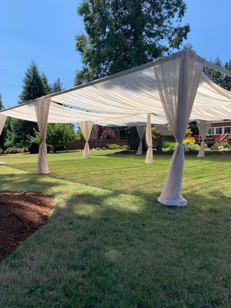 Out Doors Wedding Ideas, Tents For Wedding Ceremony, Private Outdoor Wedding, Diy Outdoor Tent Canopy, Outdoor Venue Ideas Events, Tent Alternatives For Wedding, Diy Garden Tent, Canopy For Wedding Ceremony, Tent Frame With Lights