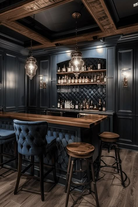 Moody Man Cave, Bar Lounge Room, Speakeasy Decor, Whiskey Lounge, Bourbon Room, Man Cave Ideas, Whiskey Room, Basement Bar Ideas, Log Cabin Interior