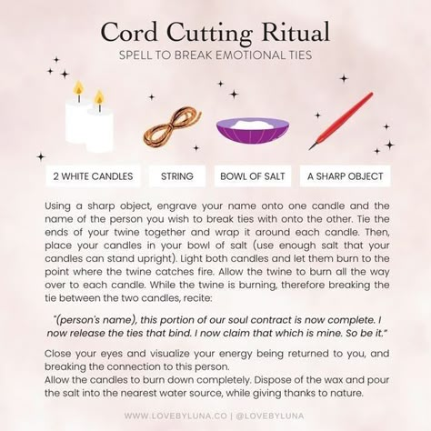 Thursday Magick, Cord Cutting Ritual, Wicca Recipes, Before The New Year, Let Go Of The Past, Releasing Negative Energy, Wiccan Magic, Cord Cutting, Soul Ties