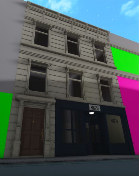 Bloxburg Grocery Store Exterior, New York Town Bloxburg, Bloxburg Paris House, Bloxburg Cafe And Apartment, Nyc Decals Bloxburg, Bloxburg Town Hacks, Bloxburg 100k House, Paris Bloxburg Layout, Bus Stop Bloxburg