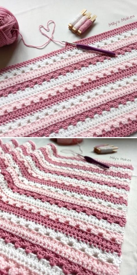 Cosy Stripe Blanket Ideas and Inspiration | Crochetpedia Double Crochet Baby Blanket Free Pattern, Multiple Crochet Stitch Blanket, Yarnbee Sugarwheel Blanket, Free Striped Crochet Blanket Patterns, Dusty Rose Crochet Blanket, Multiple Stitch Crochet Blanket, Tri Color Crochet Blanket, Crazy Crochet Blanket, 3 Color Crochet Blanket Pattern