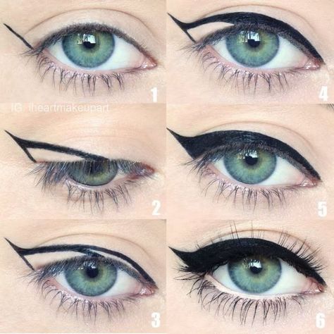 15 Life-Changing Beauty Hacks - Society19 Maquillage Pin Up, How To Do Winged Eyeliner, Cat Eye Makeup Tutorial, Eyeliner Flick, Eyeliner Glitter, Permanente Make-up, Eyeliner Application, Eyeliner Tips, Eyeliner Hacks