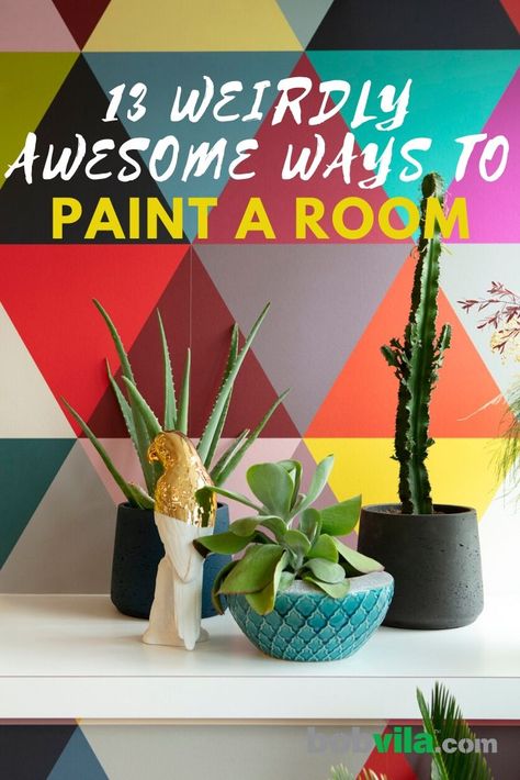 Sure you can paint a room a solid color, but why not let your personality shine through your paint choices. Check out these creative ways you can paint a room. From plaid walls to geometric floors, click through for awesome room painting ideas. | 13 Weirdly Awesome Ways to Paint a Room Wavy Wall Paint Design, Painting Wall Decor Ideas, Paint Wall Pattern Ideas, Cool Hallway Paint Ideas, Paint Colors That Go Together, Painted Accent Wall Design Ideas, Geometric Painting Ideas For Walls, Fun Wall Colors Paint, Multi Color Painted Walls