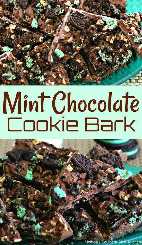 Cookie Bark Recipes, Mint Christmas Cookies, Mint Bark, Candy Bark Recipes, Cookie Bark, Bark Recipes, Mint Desserts, Mint Recipes, Candy Recipes Homemade