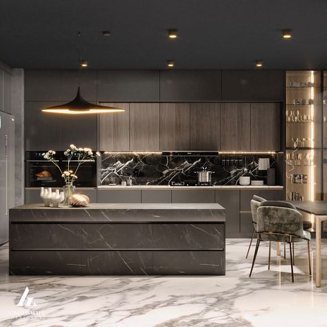 𝐑𝐄𝐂𝐄𝐏𝐓𝐈𝐎𝐍 𝐃𝐄𝐒𝐈𝐆𝐍 on Behance Elegant Kitchen Design, Modern Kitchen Design Luxury 2020, Modern Kitchen Interiors, Kitchen Interior Design Decor, Kitchen Design Plans, Kitchen Interior Design Modern, Contemporary Kitchen Design, House Design Kitchen, Elegant Kitchens