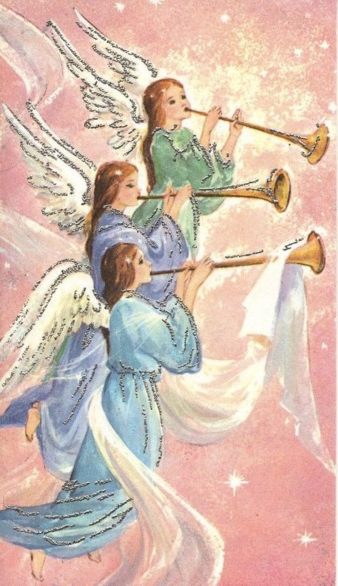 Sueños del alma Angel Christmas Cards, I Believe In Angels, Vintage Christmas Card, Angels Among Us, Angel Painting, Angel Cards, Guardian Angels, Angel Pictures, Fairy Angel